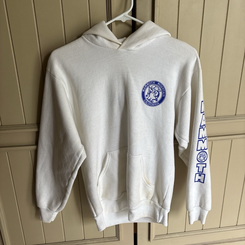 Mammoth Mountain Hanes White Hoodie with Blue Graphics